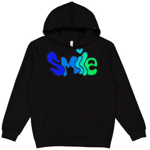 Smile More Worry Less Hoodie - Blue